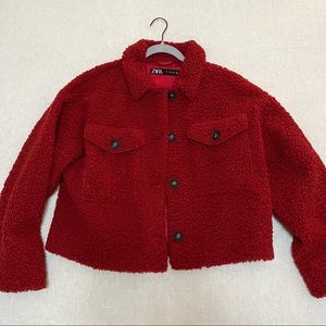 Zara red fleece jacket